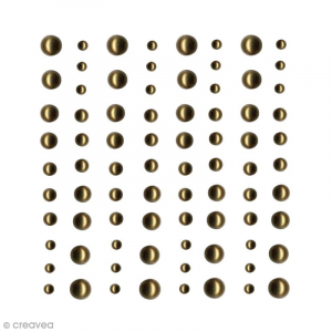 Gold Adhesive Half Beads - 80 Pcs