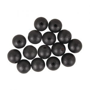 Perle en bois noir mat - 15 mm