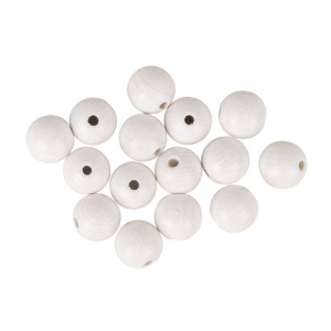 10 wooden beads diameter 15 mm white matte