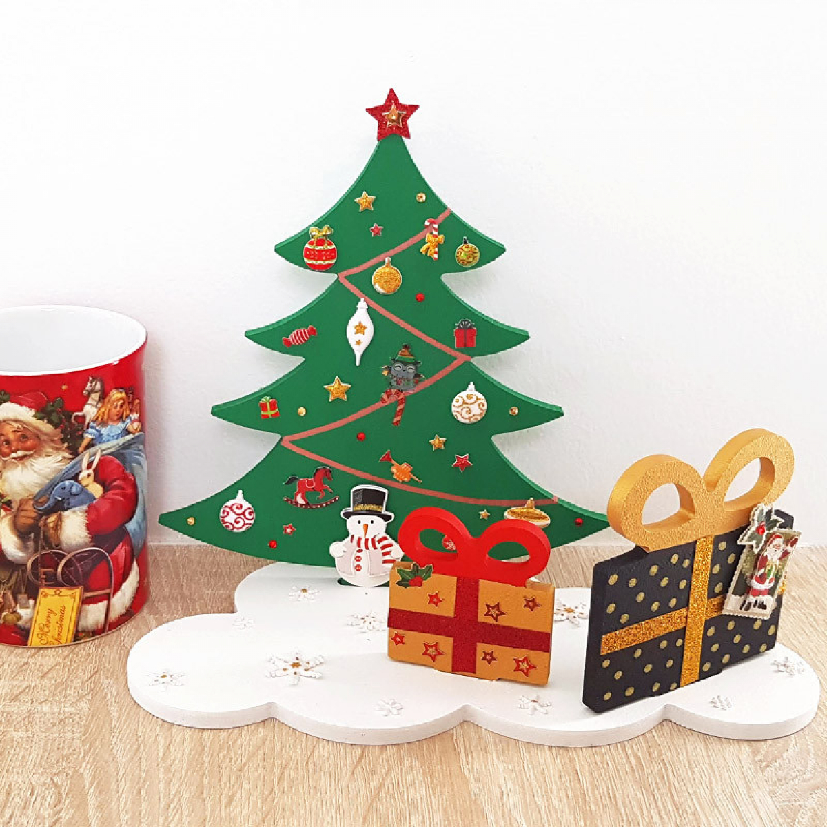 6 Sapins De Noël En Papier Alvéolaire 3D - Déco Table, Fenêtre, Cadeaux - Réutilisables - Couleurs Blanc, Bleu, Rouge
