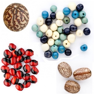 10 perles naturelle chocho rouge et noire