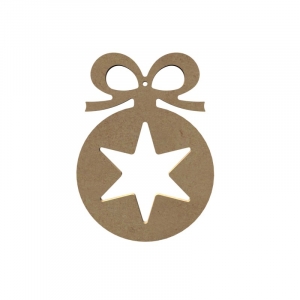 Boule étoile percée en bois - 15 cm