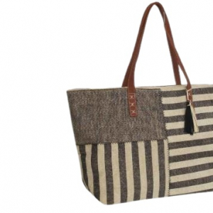 Striped canvas tote