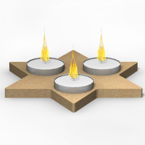 Support étoile en bois - 3 bougies
