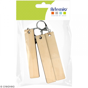 Set of 3 rectangular key rings 10 x 2 x 0.5