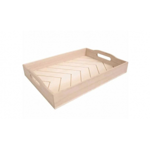 Grooved wooden top 36.5 x 26 x 6 cm