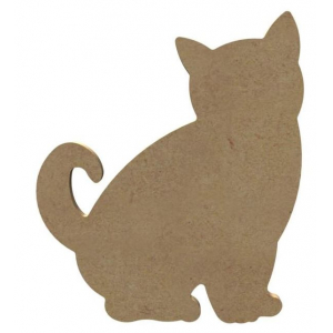 Chat naïf en bois - 15 cm