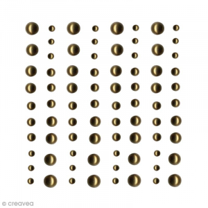 Demi-perles adhésives Dorées - 80 pcs