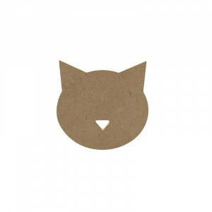 Tête de chat en bois - 10 cm