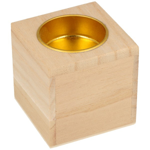 Wooden candle holder - 6 x 6 cm