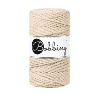 Corde macramé torsadée 3 brins beige chaud - 3 mm