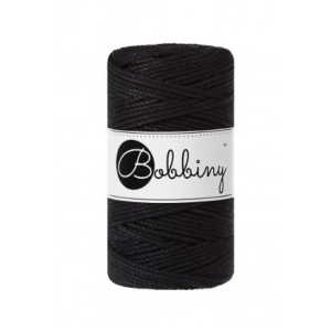 Macramé twisted cord 3 strands black - 3 mm