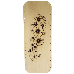 Rounded rectangular base 40/15 cm - Engraved Flowers