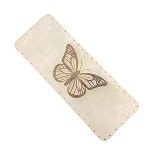 Fond rectangle arrondi contreplaqué 40/15 cm - Gravé Papillon