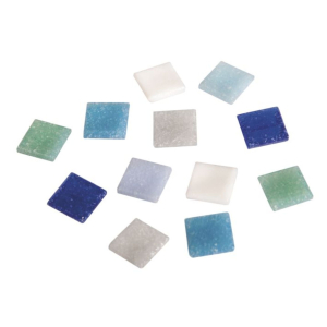 Pierres de mosaïque 1x1 cm assort. bleu cl. – Seau de 1 kg, env. 1 500 pcs