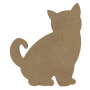 Chat naïf en bois - 15 cm