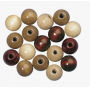Perle en bois marron mélangé - 12 mm